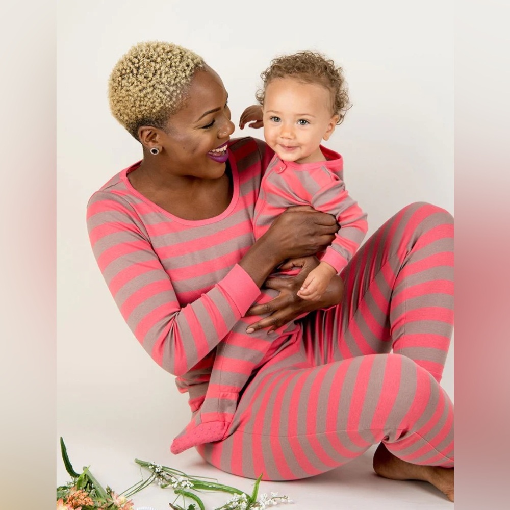New Leveret Striped Pink and Antler Pajama PJ’s Set Small